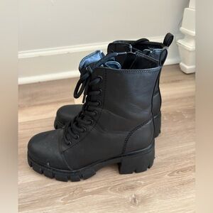 Black Lace-Up Ankle Boots